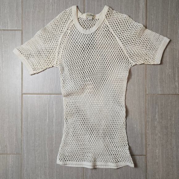 Vtg LL Bean Men’s Fisherman Sailor Top/Bottom Net Mesh Set Cream Coverup M/L - Picture 3 of 8